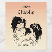 Schattige Zwart-wit Hond Oranje Wijnlabel Wijn Etiket (Enkel label)