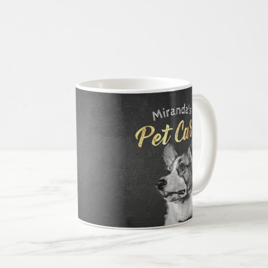 Schattige zwart-wit hondenolieverfschilderij Mok (Voorkant rechts)