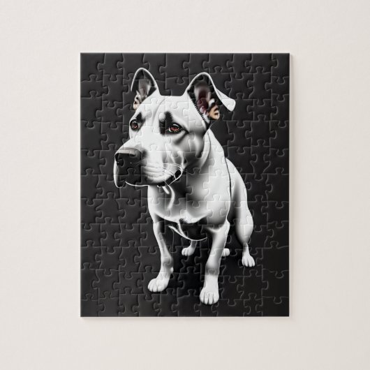 Schattige zwart-wit hondenportret legpuzzel (Verticaal)