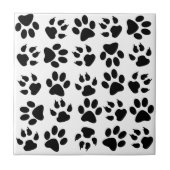 Schattige zwart wit huisdier hond paw patroon tegeltje (Voorkant)