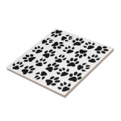 Schattige zwart wit huisdier hond paw patroon tegeltje (Zijkant)