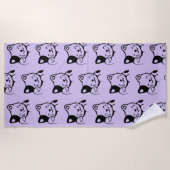 Schattige Zwart-wit Kat Hallo Waving Strandlaken (Voorkant)