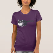 Schattige Zwart Wit Kat in Pointillism Tshirts (Voorkant)
