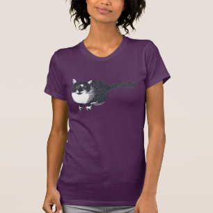 Schattige Zwart Wit Kat in Pointillism Tshirts