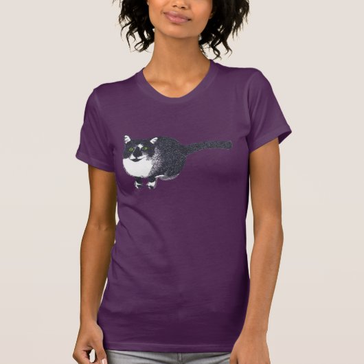 Schattige Zwart Wit Kat in Pointillism Tshirts (Voorkant)