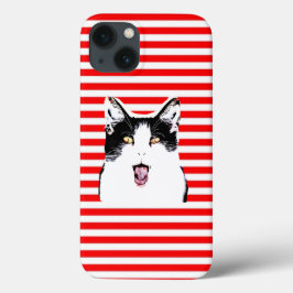 Schattige zwart-wit kat lachen Case-Mate iPhone case