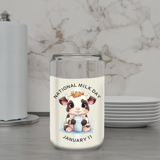 Schattige Zwart & Wit Kawaii Baby Koe Drink Melk Blikvorm Glas