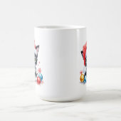 Schattige Zwart & Wit Kitten in Santa Hat Kerst Koffiemok (Center)