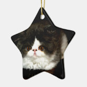 Schattige zwart wit kitten keramisch ornament (Links)