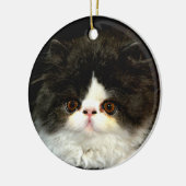 Schattige zwart wit kitten keramisch ornament (Links)