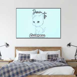 Schattige zwart-wit kitten kunst canvas afdruk