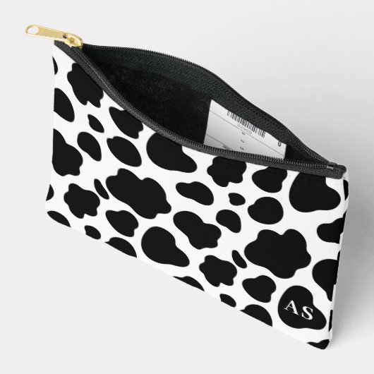 Schattige zwart-wit Koe patroon monogram Etui (Open)