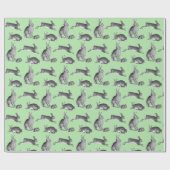 Schattige  Zwart Wit Konijnen Hazen Salie Cadeaupapier (Vlak)