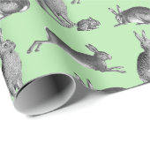 Schattige  Zwart Wit Konijnen Hazen Salie Cadeaupapier (Rol Hoek)