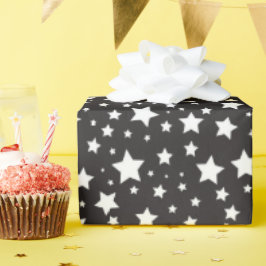 Schattige zwart-wit kosmisch sterrenpatroon cadeaupapier