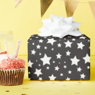 Schattige zwart-wit kosmisch sterrenpatroon cadeaupapier