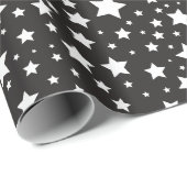 Schattige zwart-wit kosmisch sterrenpatroon cadeaupapier (Rol Hoek)