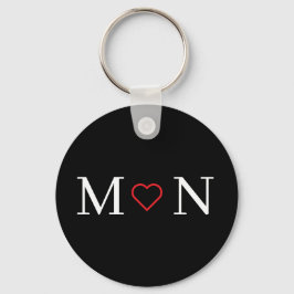 Schattige zwart-wit monogram sleutelhanger