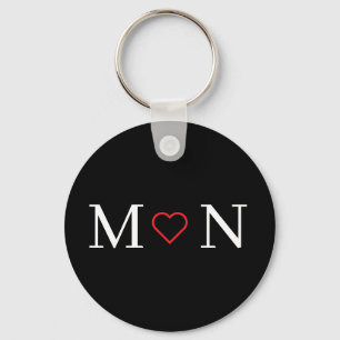 Schattige zwart-wit monogram sleutelhanger