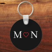 Schattige zwart-wit monogram sleutelhanger (Voorkant)