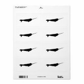 Schattige zwart-wit Narwhal Silhouet Etiket (Full Sheet)