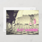 Schattige zwart wit net getrouwd aankondigingskaart (Voorkant / Achterkant)