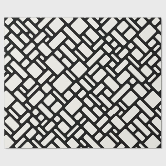 Schattige zwart wit patroon cadeaupapier (Vlak)