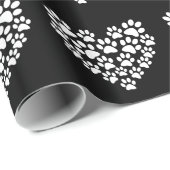 Schattige zwart wit paw print cadeaupapier (Rol Hoek)
