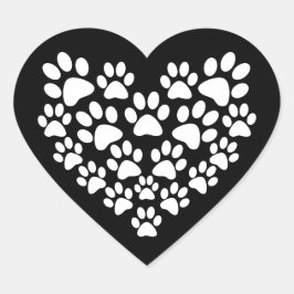 Schattige zwart wit paw print hart sticker