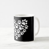 Schattige zwart wit paw print koffiemok (Voorkant rechts)