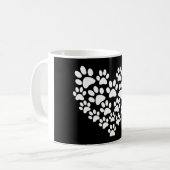 Schattige zwart wit paw print koffiemok (Voorkant links)