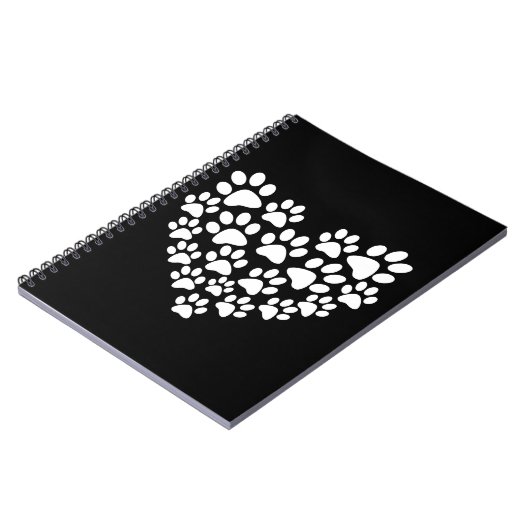 Schattige zwart wit paw print notitieboek (Linkerzijde)