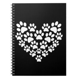 Schattige zwart wit paw print notitieboek