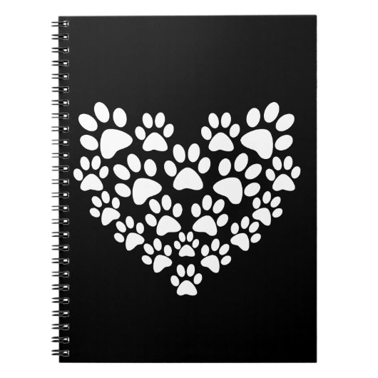 Schattige zwart wit paw print notitieboek (Voorkant)
