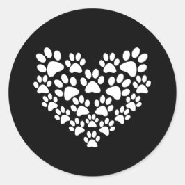 Schattige zwart wit paw print ronde sticker