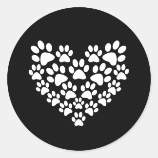Schattige zwart wit paw print ronde sticker