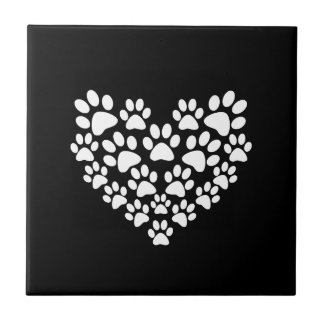 Schattige zwart wit paw print tegeltje