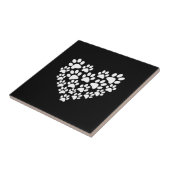 Schattige zwart wit paw print tegeltje (Zijkant)