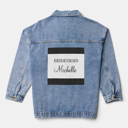 Schattige zwart & wit polka dot bruiloft bruidsmei denim jacket (Achterkant)