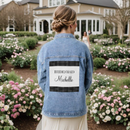 Schattige zwart & wit polka dot bruiloft bruidsmei denim jacket