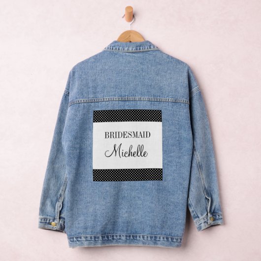Schattige zwart & wit polka dot bruiloft bruidsmei denim jacket (Hangar)