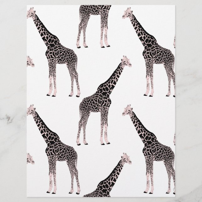 Schattige Zwart Wit Roze Giraffe Briefhoofd (Voorkant)