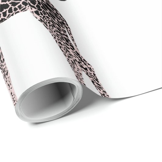 Schattige Zwart Wit Roze Giraffe Cadeaupapier (Rol Hoek)