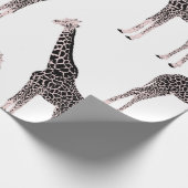 Schattige Zwart Wit Roze Giraffe Cadeaupapier (Hoek)