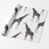 Schattige Zwart Wit Roze Giraffe Cadeaupapier (Uitgerold)