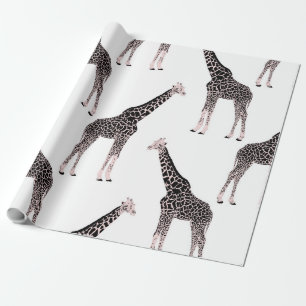 Schattige Zwart Wit Roze Giraffe Cadeaupapier