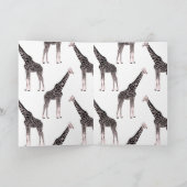 Schattige Zwart Wit Roze Giraffe Feestdagen Kaart (Binnen)