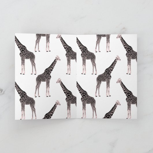 Schattige Zwart Wit Roze Giraffe Feestdagen Kaart (Binnen)