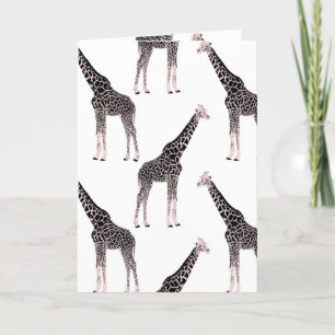 Schattige Zwart Wit Roze Giraffe Feestdagen Kaart