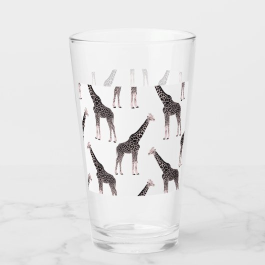 Schattige Zwart Wit Roze Giraffe Glas (Achterkant)
